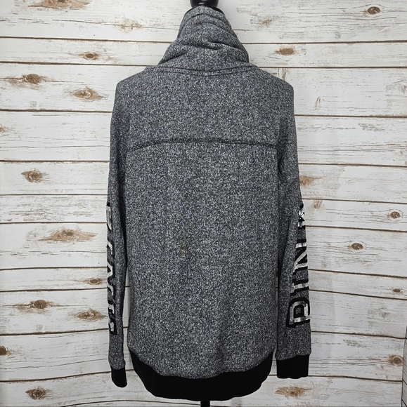 Pink Victoria Secret Cowl Neck Drawstring Bling Logo Sweater Small - Picture 3 of 7